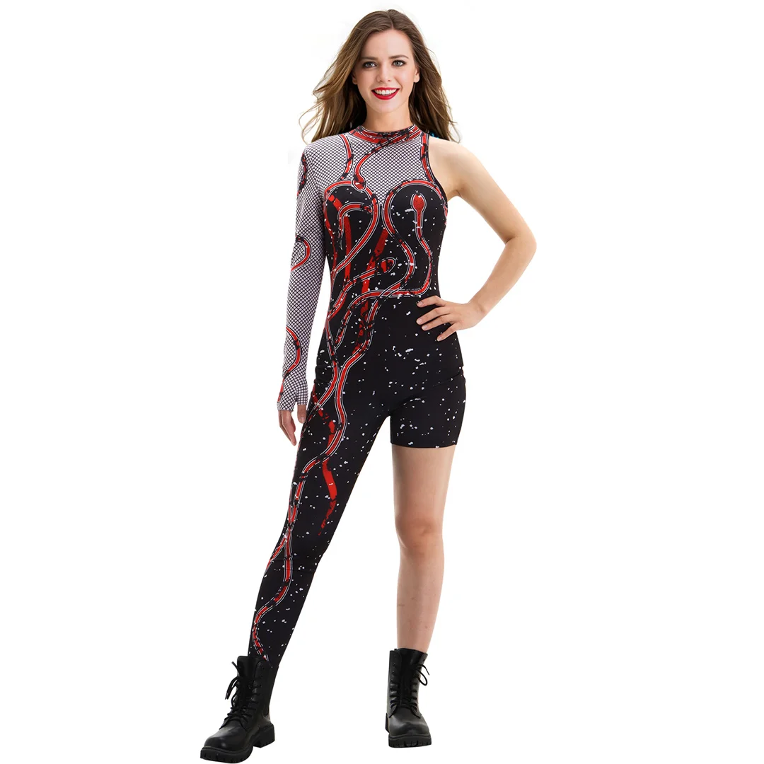 

Taylor Cosplay Costume Swift Pants The Eras Tour Women's Black Red Print Snake One Leg Bodysuit Takerlama