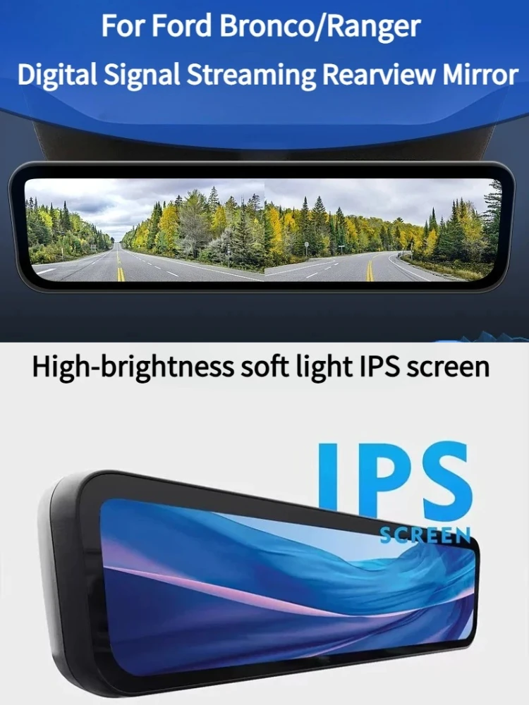 For Ford Bronco / Ranger Dash Cam Stream Media Mirror Digital Signal HD Night Vision Monitoring Touch Screen Video Recorder