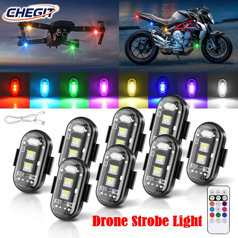 

LED Aircraft Strobe Lights 1-10PCS Motorcycle Drone Anti-collision Warning Lamp Flash Indicator With Wireless Remote Control