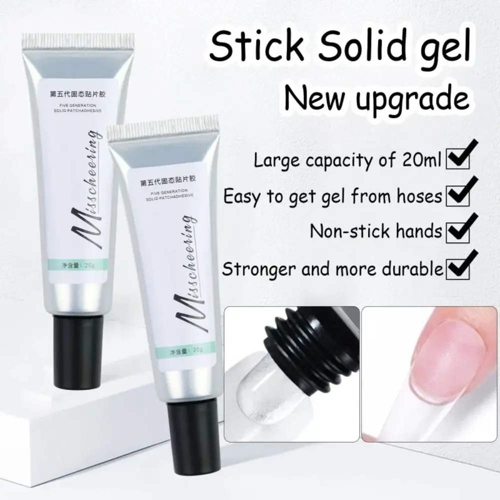 Solid Nail Tips Gel No-Flowing Modelling Stick Tips Easy Stick Fake Nail Soak Off Base Gel Glue Gummy Adhesive Bond UV Glue