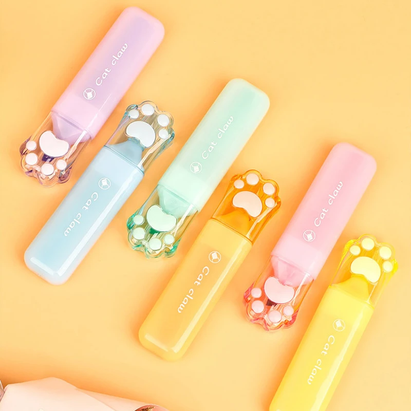 1/6 قطعة Kawaii القط مخلب فسفورية ألوان الباستيل رسم الكتابة على الجدران الفن علامات قلم مضيء لطيف القرطاسية اللوازم المدرسية #3