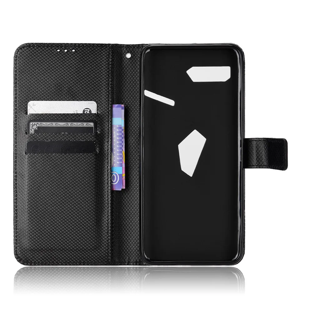 For Asus ROG Phone II 2 ZS660KL Luxury Flip Diamond Pattern Skin PU Leather Wallet Stand Case For Asus ROG2 ZS660KL Phone Bag