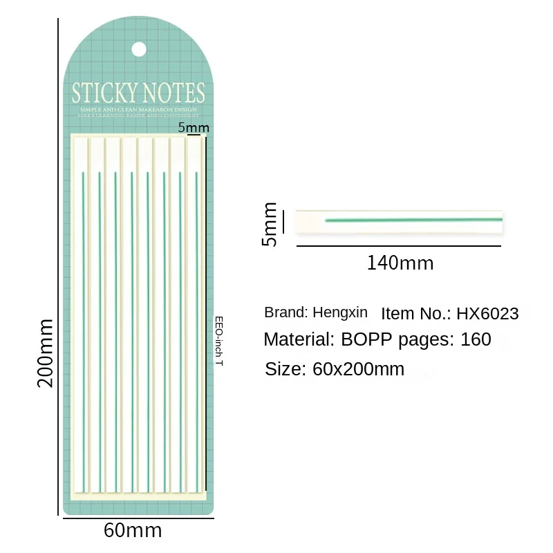 Transparente Long Fine Horizontal Sticky Tabs, Morandi Neon Limpar Sticky Notes, Escritório Estético e Material Escolar, 1 Pc, 2 Pcs, 4Pcs