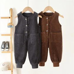 Children's Overalls Spring Autumn New Styles Casual Comfortable One-piece Pants Boys Girls Korean Style Corduroy Pants