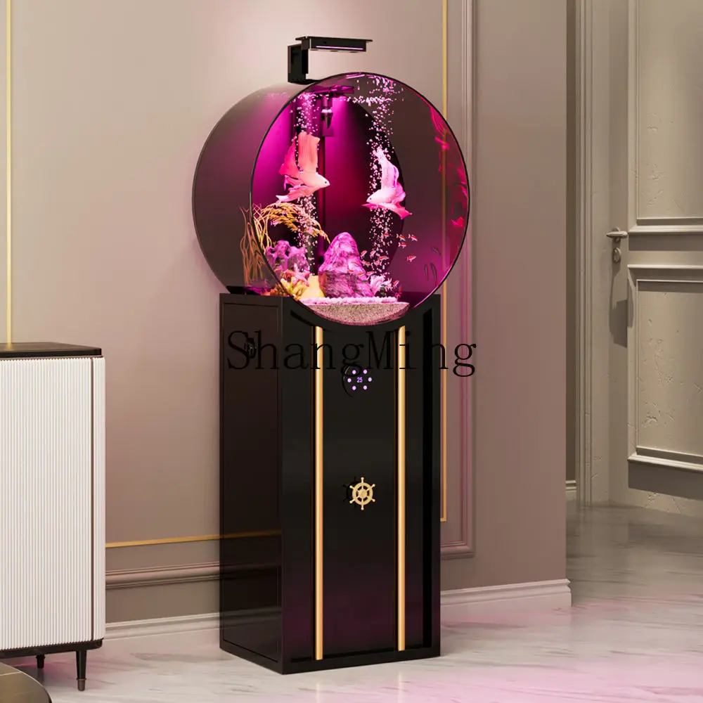 CL New Round Fish Tank Living Room Small Household Floor-standing Bottom Filter Smart Acrylic Tank Aquarium