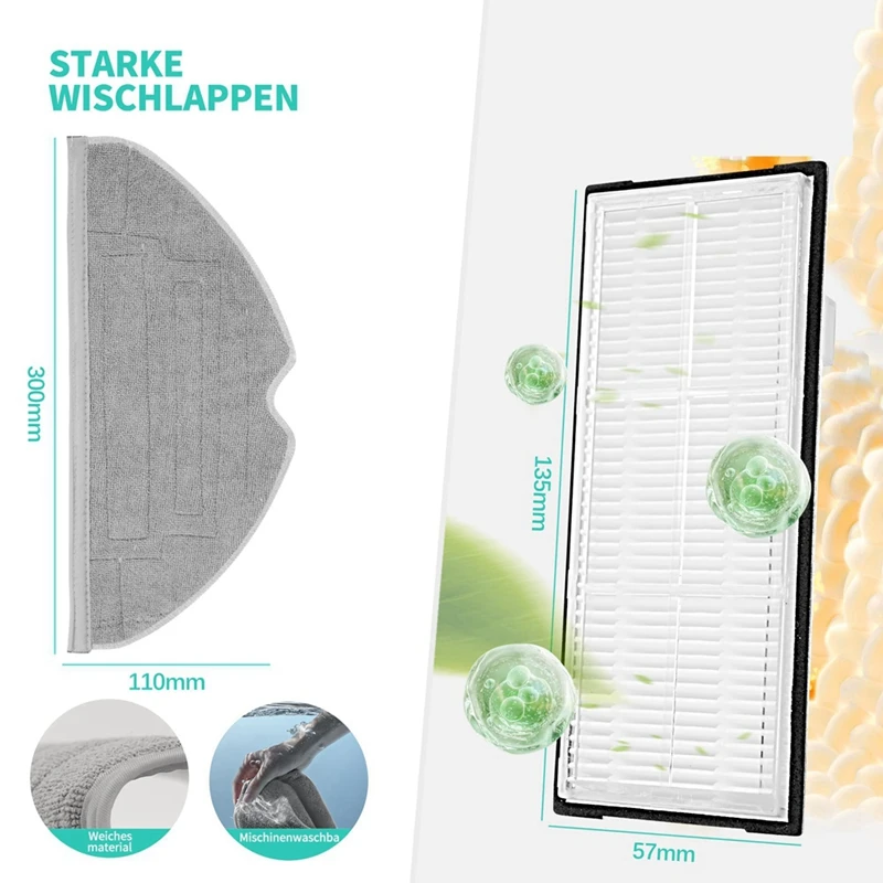 قطعة قماش ممسحة جانبية لمرشح Hepa لقطع غيار المكنسة الكهربائية Roborock S8 Pro Ultra