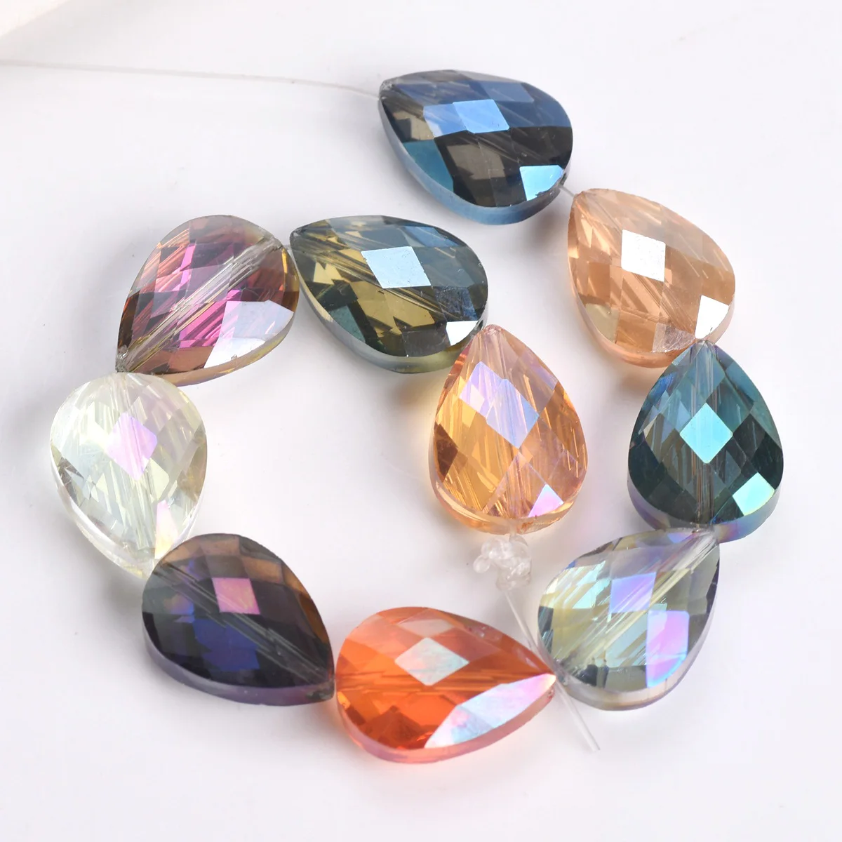 5pcs Teardrop Faceted Crystal Glass 18x13mm 24x17mm Loose Beads for Jewelry Making DIY Crafts