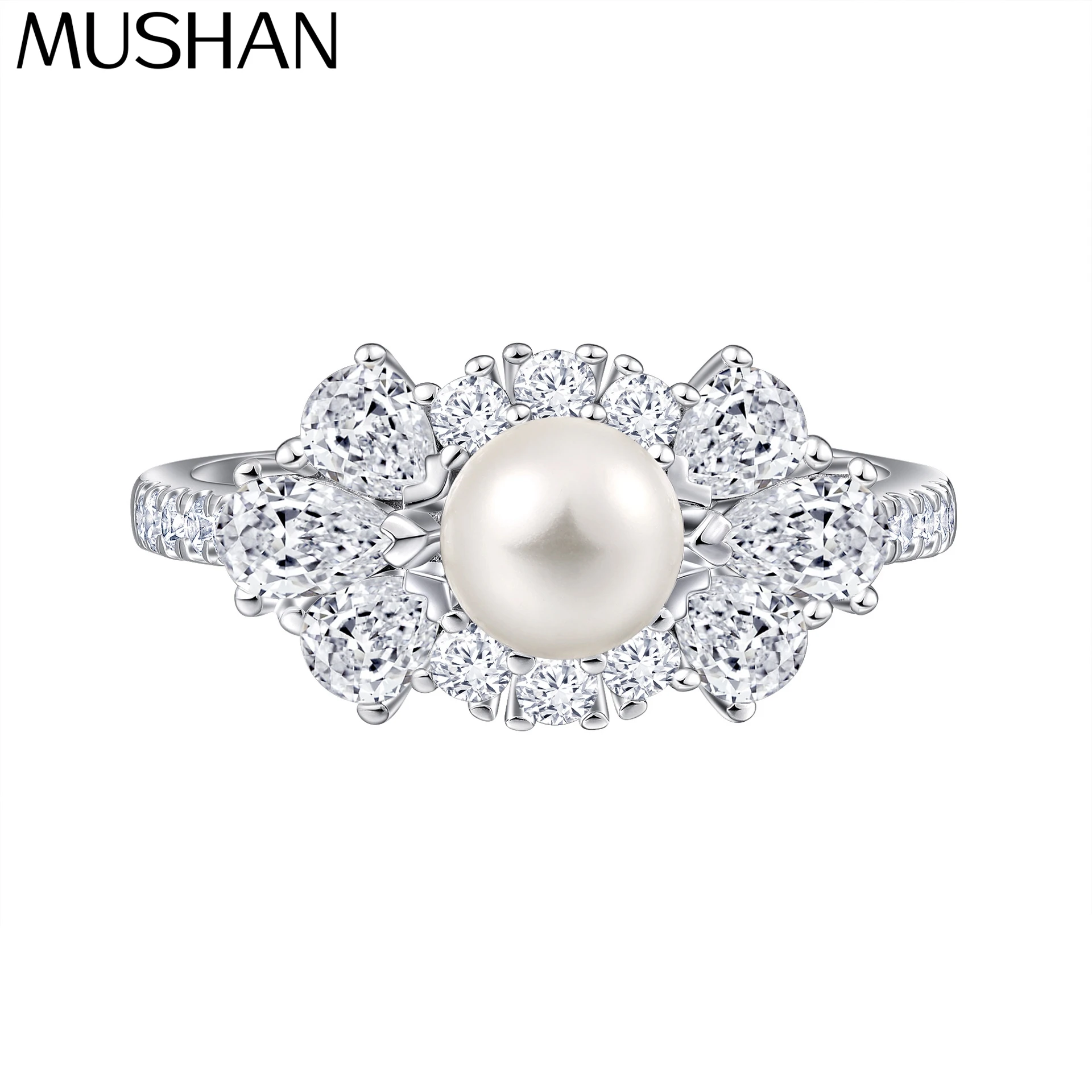 

MuShan Jewelry 925 Sterling Silver Ring Wedding Band High Carbon Diamond Her Gift Elegant Jewelry Women Rings Fine Jewelry