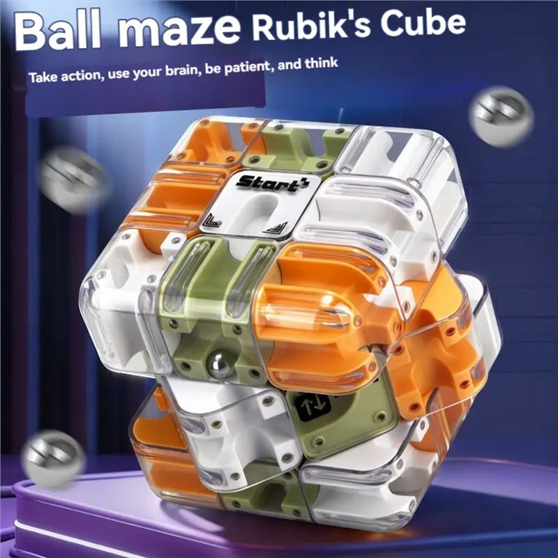 A71Z Maze Magic Cube 3D Puzzles Transparent Speed Cube Six-Sided Educational For Children' S Birthday Gift