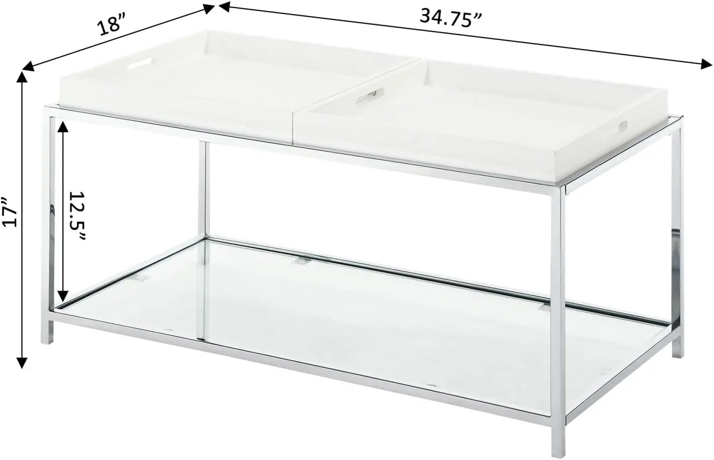 Palm Beach Coffee Table With Shelf And Removable Trays, White