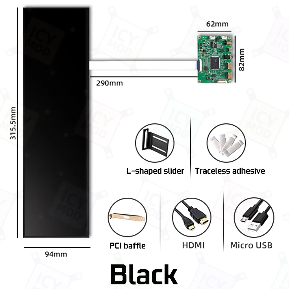 Y70 Y60 DIY LCD Data Monitoring 12.6 Inch Display Screen 1920x515 Resolution Dynamic Auxiliary Screen MOD Without PC Box