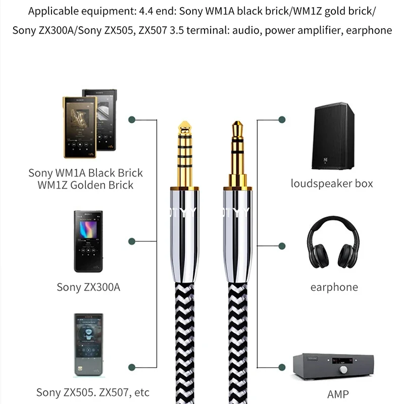 YYTCG HIFI Garas 4.4mm Áthozás kelt 3.5mm Kiegészítő jacket Kiegyensúlyozott Hang Adapter Kábel Apaállat kelt Apaállat számára autó zx300 NW WM1Z a++ ifi