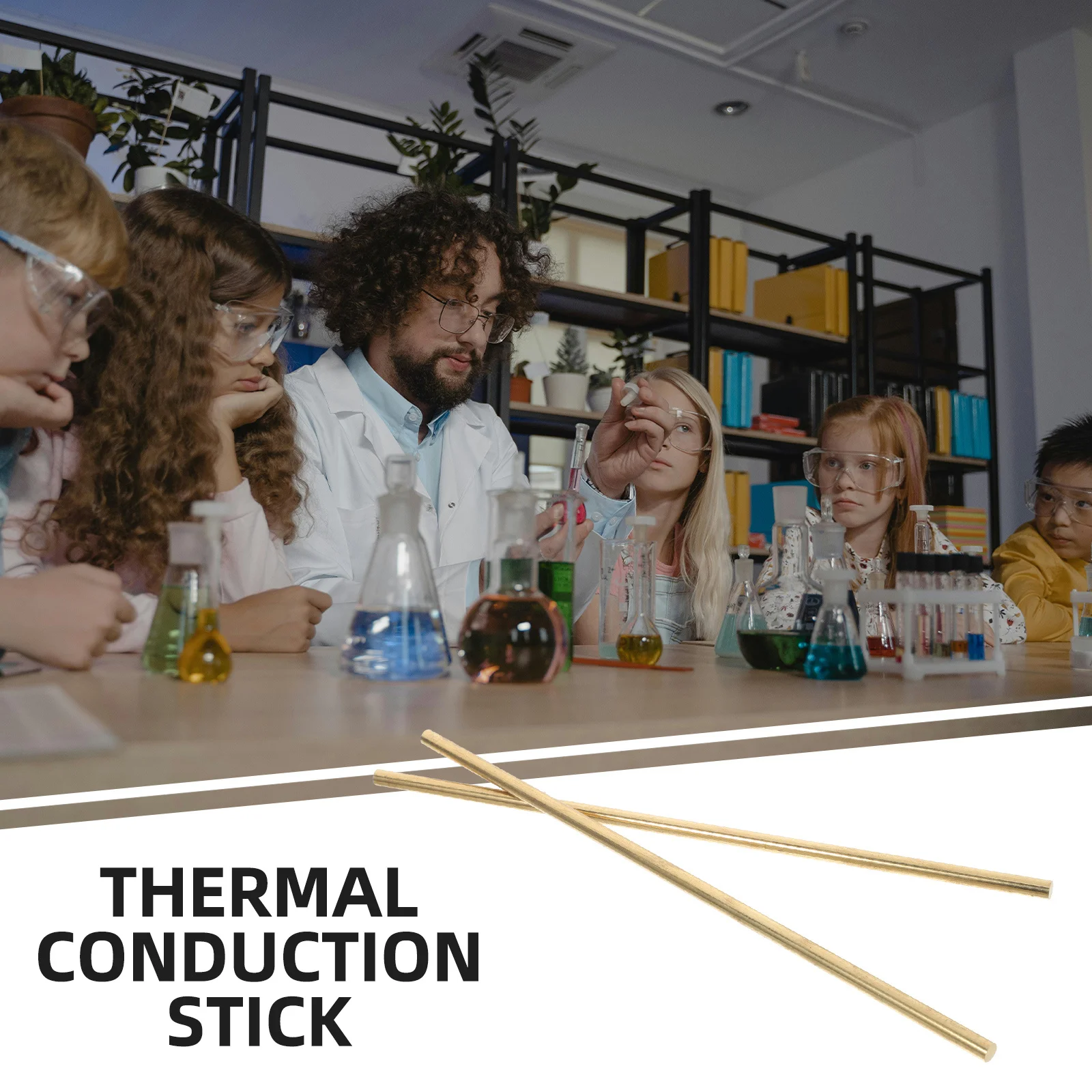 2Pcs Brass Rods Thermal Conduction Sticks Precision Heat Transfer Bars Physics Lab Solid Round Rods for Science Experiment Use