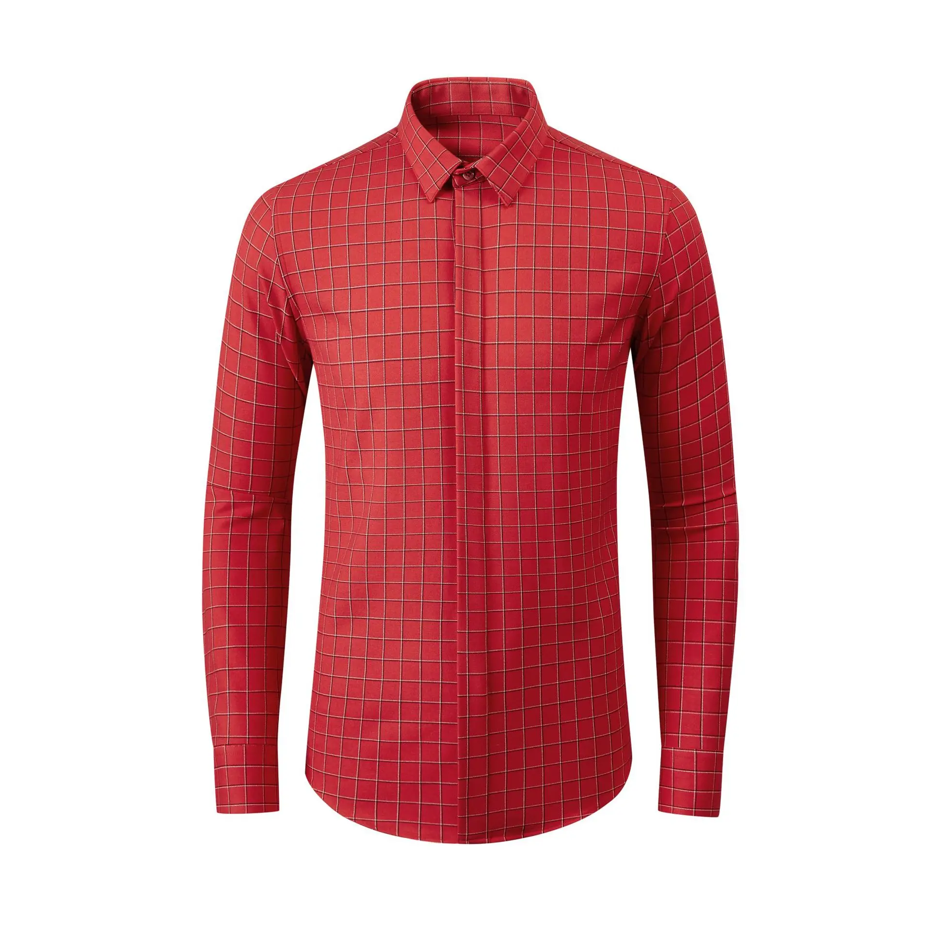 Men's Autumn New Fashion Checkered Long Sleeve Shirt Men's Versatile Shirt