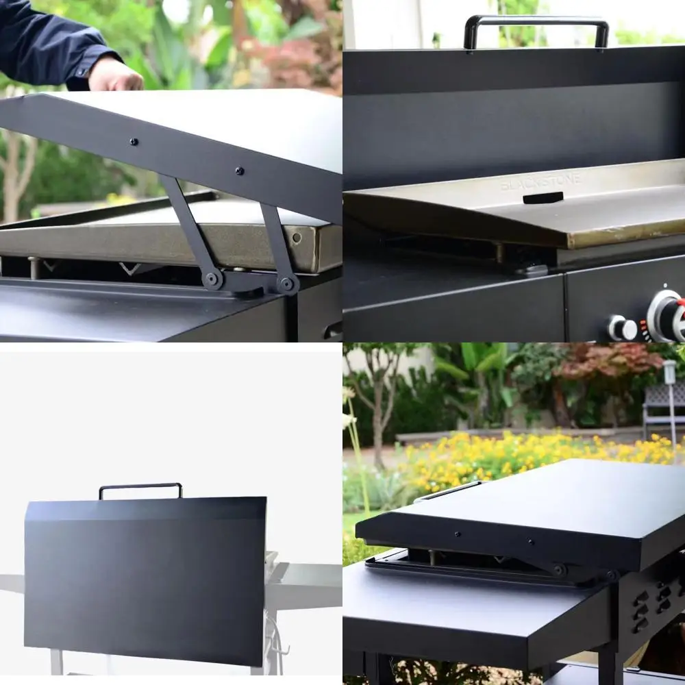

36 Inch Push Pull Griddle Cover Hard Flattop Grill Lid Griddle Accessories Black