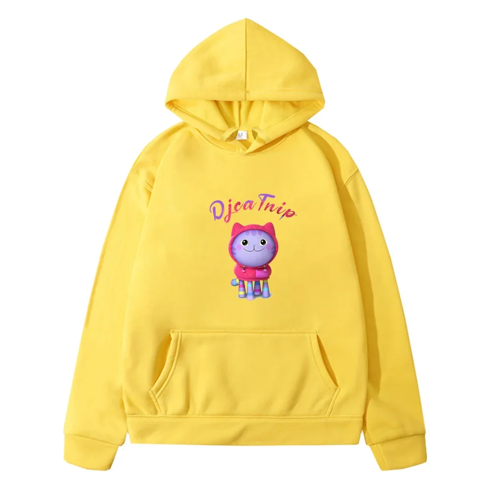 Gabbys Dollhouse Pink Cat Kids Hoodies Casual Fleece Sweatshirts Anime Y2k Sudadera Boys Girls Clothes Autumn Cartoon Pullovers