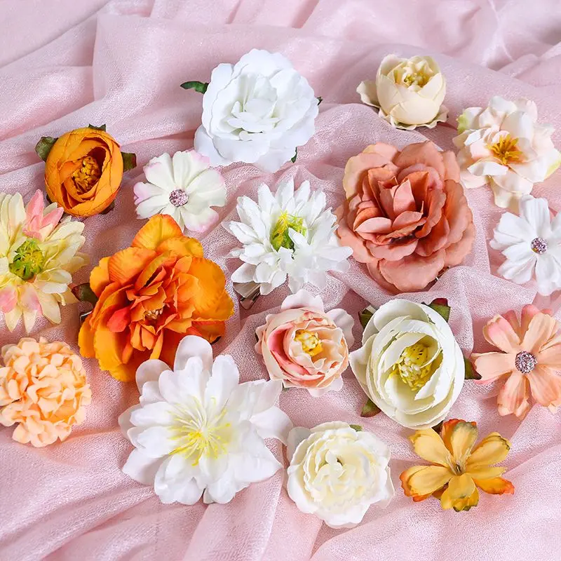 Mix Rose Artificial Flowers for Wedding Decoration Fake Flowers Home Decor DIY Bouquet Craft Garlands Scrapbook Gift Accessories