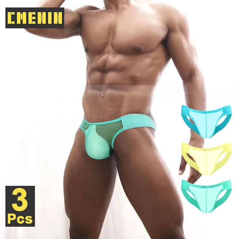 

CMENIN 3Pcs Sexy Hip Raise Men Thongs Sissy Bikini Jockstrap Panties Ultra-thin Breathable Men's Thong and G String Underpants