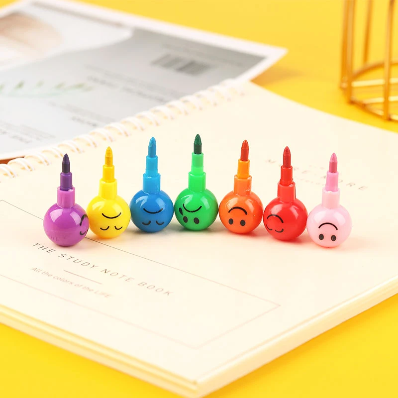 5pcs Cute Smiley Face Pencils Creative Markers Pen Kids Stationery Supplies Birthday Party Favors Wedding Gift for Guest