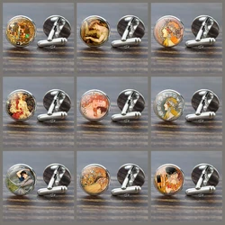 Klimt's Kiss Cufflinks Best Man Cufflinks Men Wedding Cufflink Art Oil Painting Klimt Suit Shirt Cuff Links Glass Jewelry