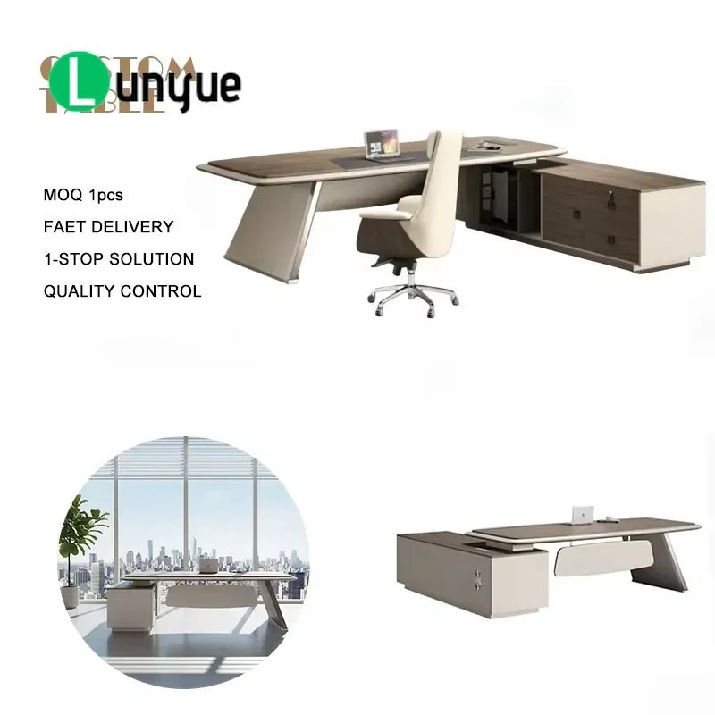 Modern Classic Convertible Retractable Executive Desk Luxury Wooden Manager Workstation for Corporate Office Home Study High