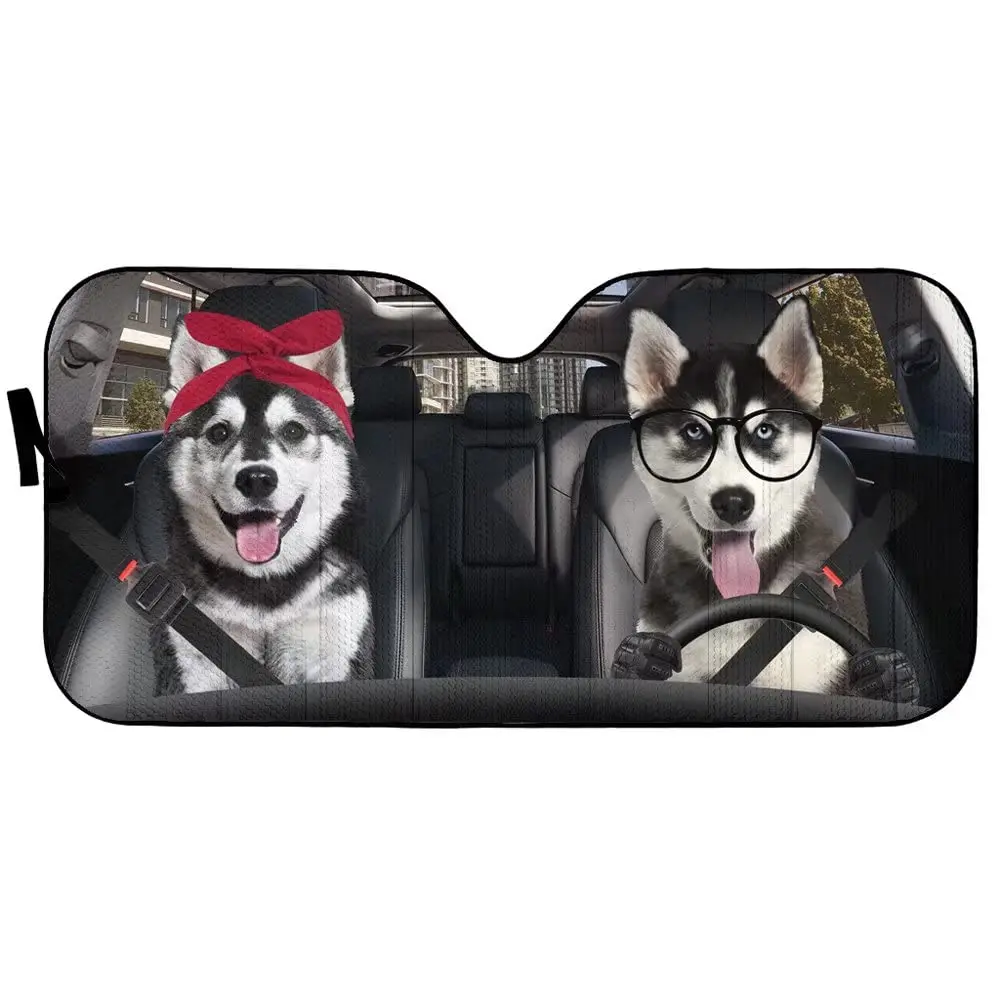 

Animal Huskie Dog Driving Car Windshield Sunshade - Blocks UV Rays Sun Visor Protector,Sunshade to Keep Your Vehicle Cool and Da