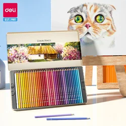 Deli 24/48/36/72 Colors Pencil Oily Colored Pencil Art Painting for Colored Pencils with Iron Box Packing Kids Birthday Gift