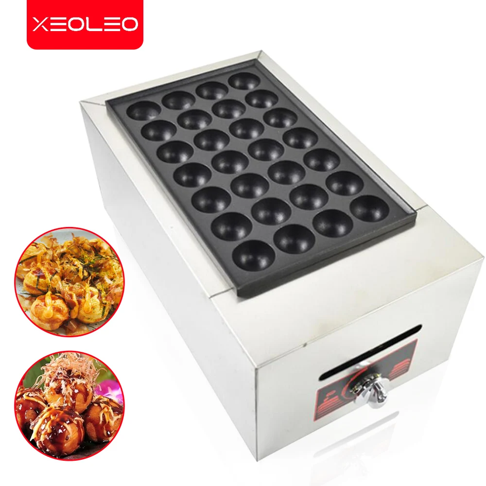 XEOLEO Takoyaki Maker forno a sfera di pesce gpl Gas Octopus Balls Machine padella antiaderente creatore di palline di pesce in acciaio inossidabile