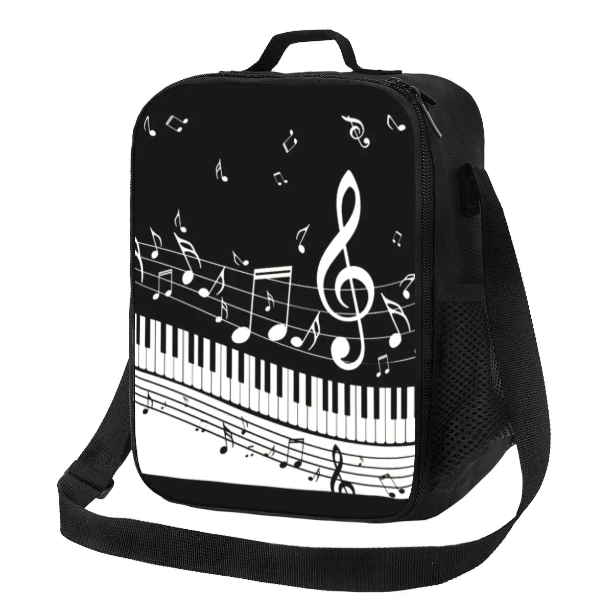 

Custom Fashion Piano And Music Note Insulated Lunch Bag for Work School Resuable Cooler Thermal Bento Box Women Kids