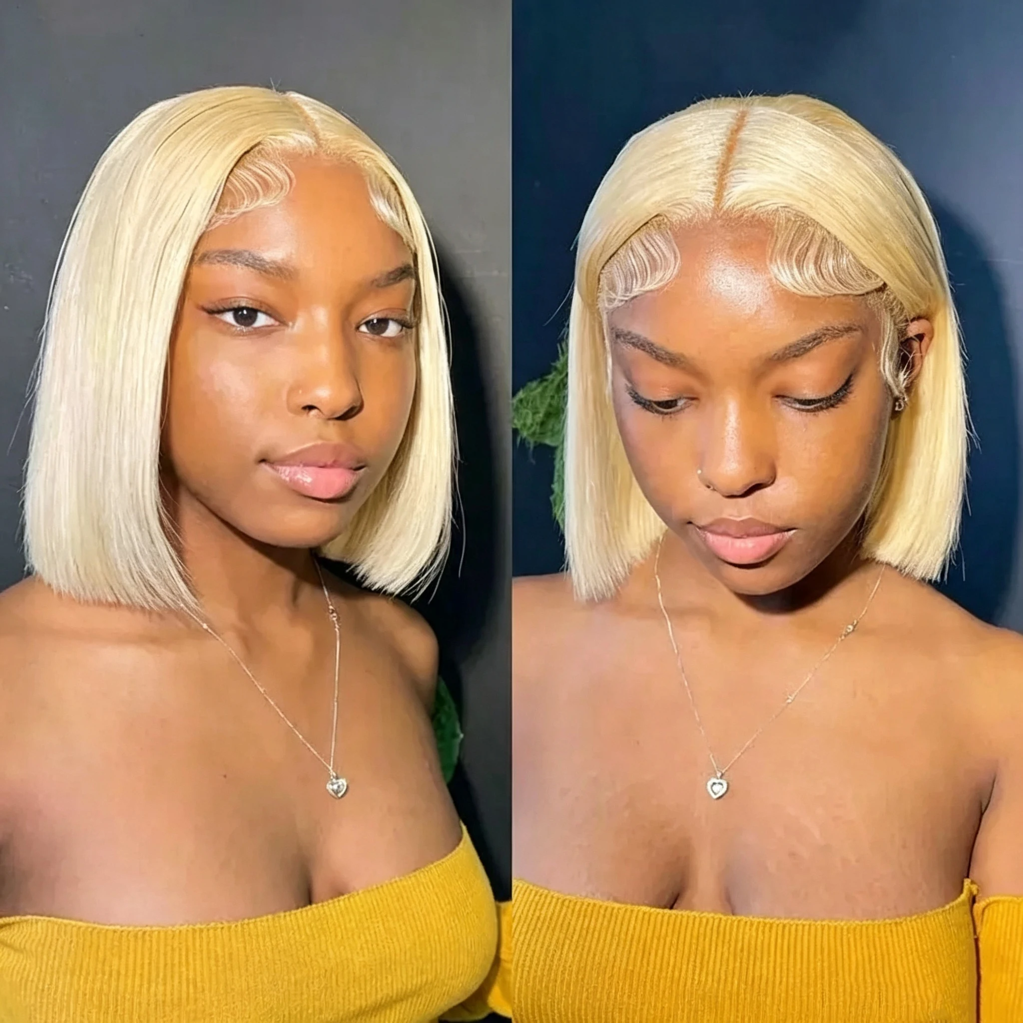 613 Blonde Glatte 13x4 Lace Fr – Pre Parted 13X4 Lace Front Bob Wig Bewertung und Preis