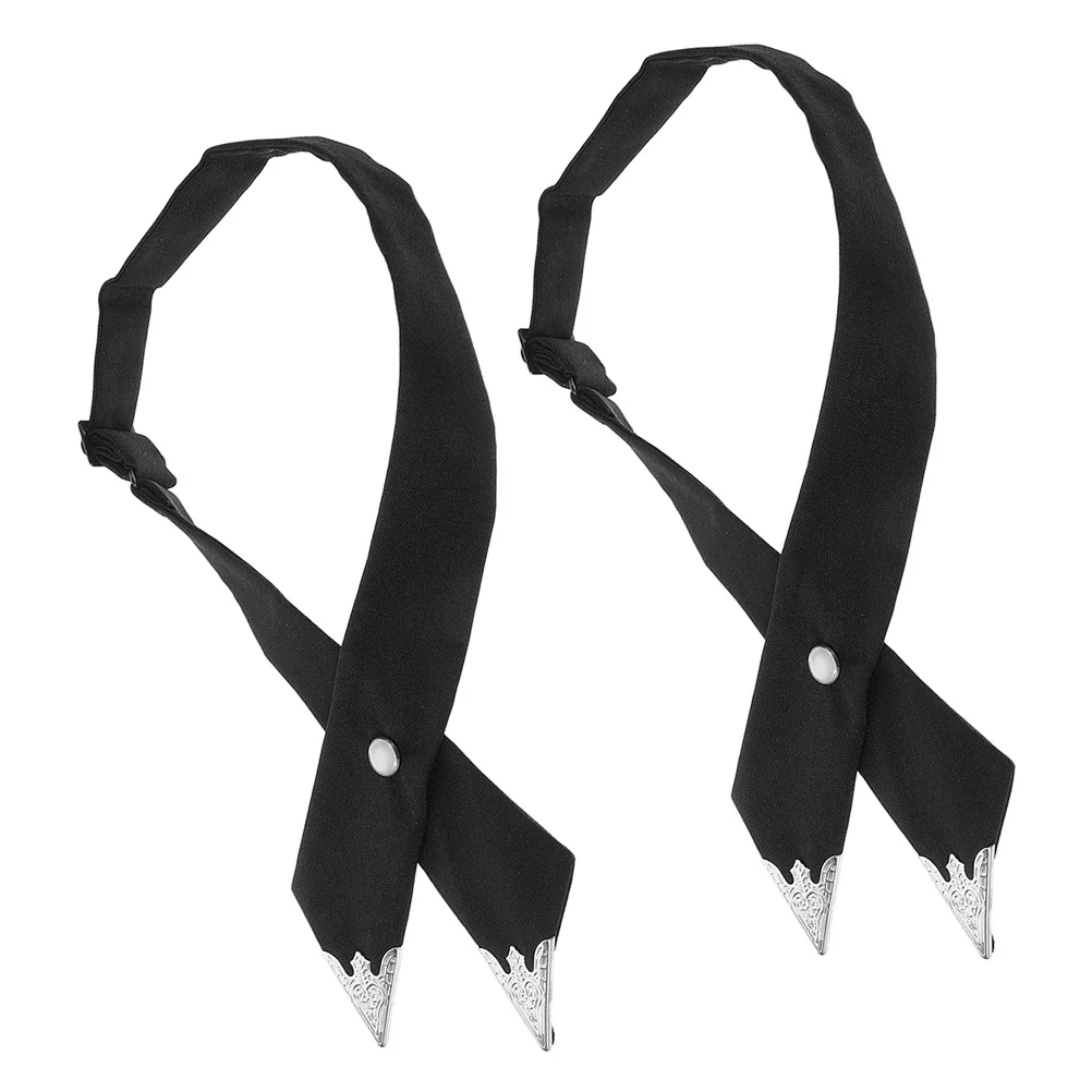 

2pcs Bow Ties For Women Men Adjustable Criss Cross Neck Tie Black Ribbon Fabric School Uniform Party Wedding Accessory