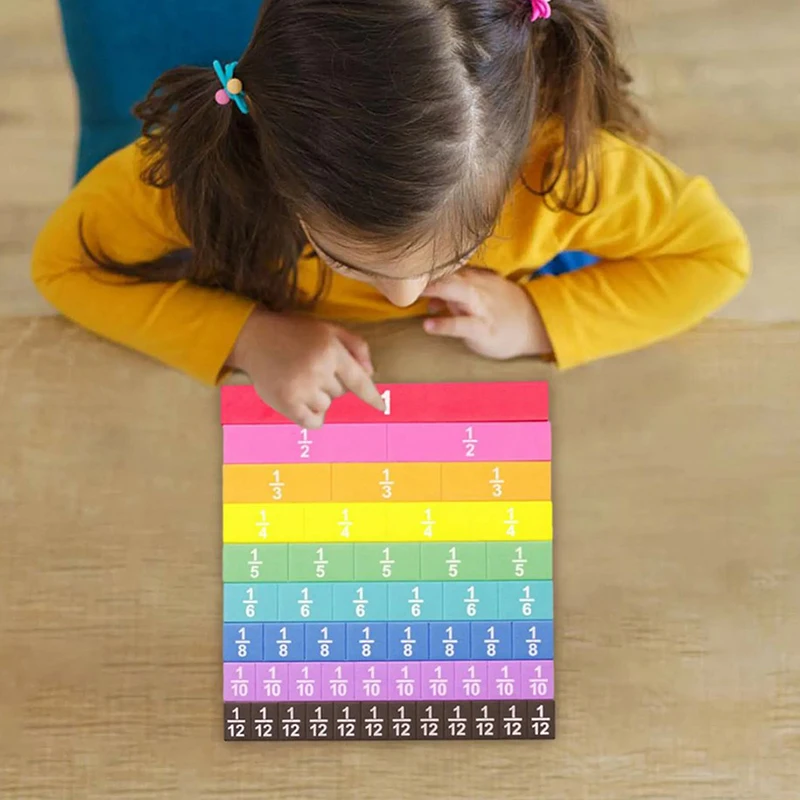 

●51Pcs Fraction Cubes Math Montessori Math Materials Teaching Aids Learn Fraction Equivalences Props For Kids Educational Early