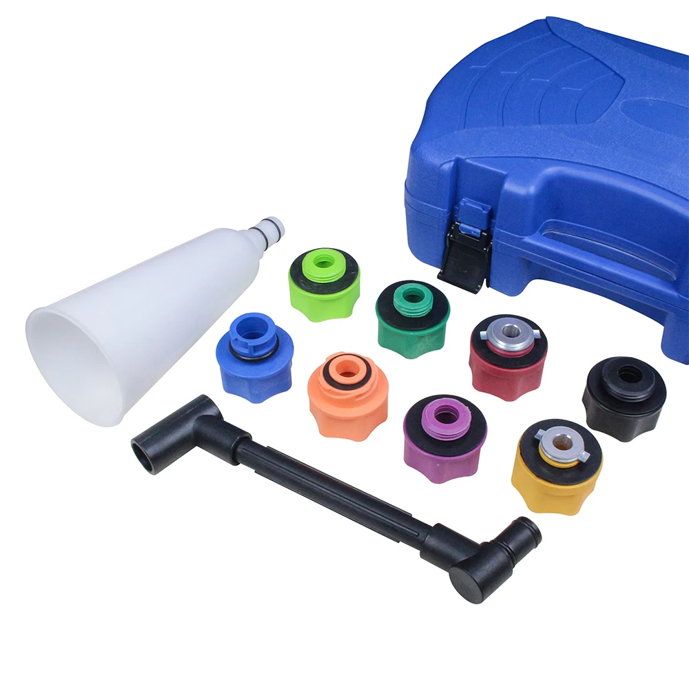 Engine Oil Funnel Set with Flexible Extension & 8 Adapters Universal Automotive Refueling Funnel for Cars/Trucks/Motorcycles