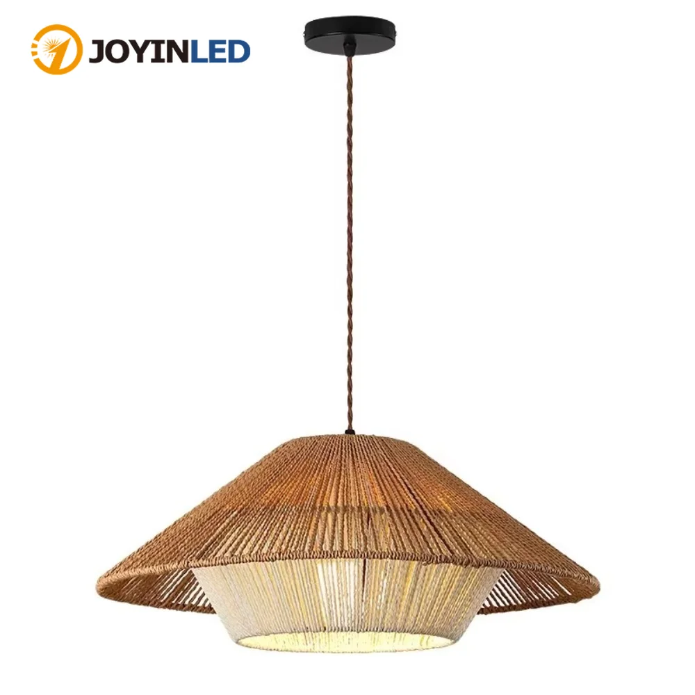 

Creative Personality Retro Rope Chandelier Bamboo Woven Ceiling Lamp Corridor Aisle Living Room Ceiling Ligh Decorative Fixtures