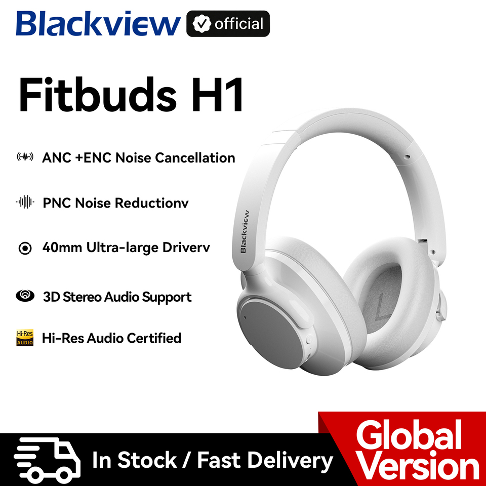  Blackview Fitbuds H1 Hybrid Active Noise Cancelling Headphones Bluetooth 5.4 Hi-Res Audio Over Ear Wireless Headset ANC With Mic 