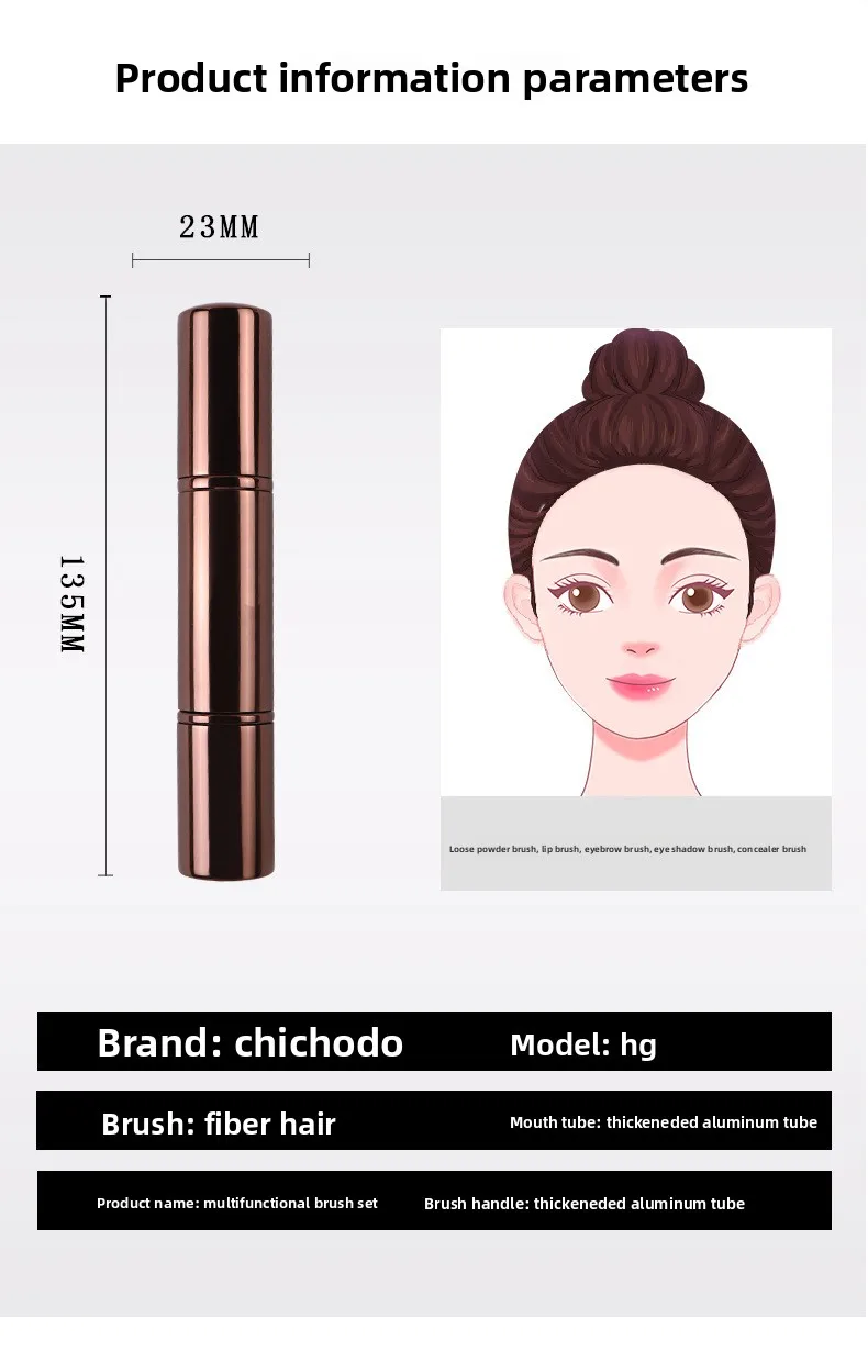 Cangzhou Makeup Brush Collection, Portable Loose Powder Blush Eyeshadow Concealer Lip Tools
