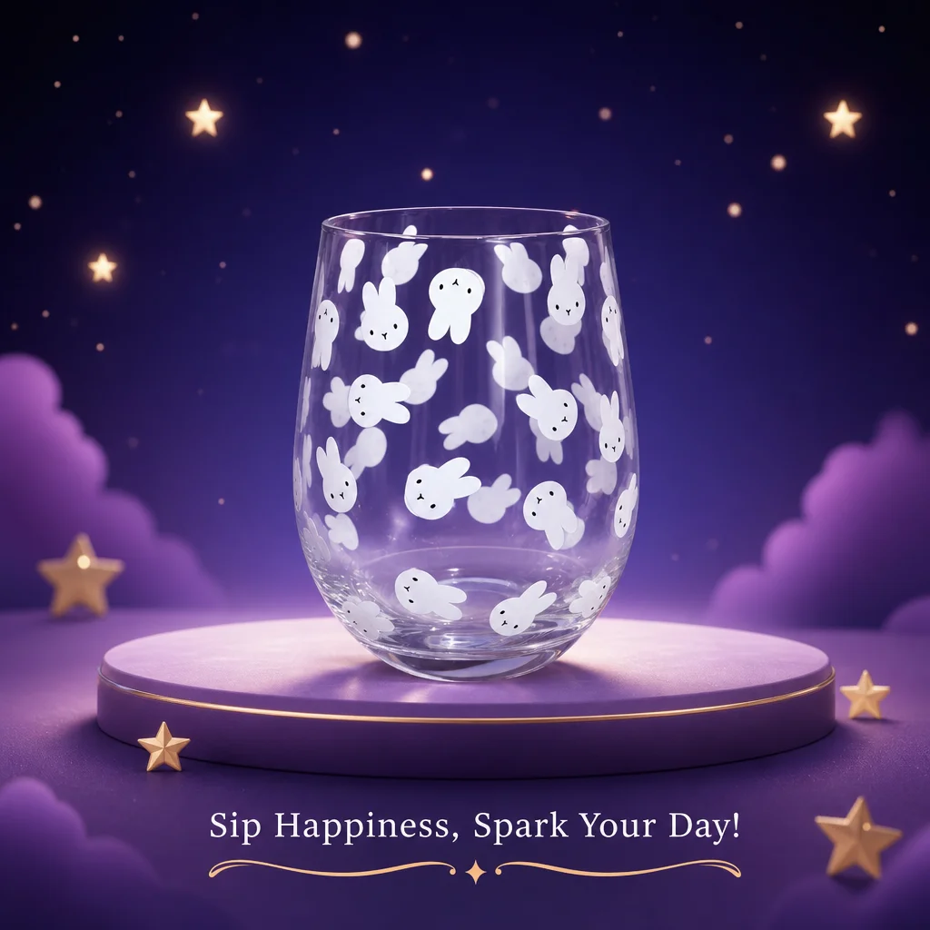 Coffee Tea Cups - Cute Miffy Rabbit Printed Glass Tumbler