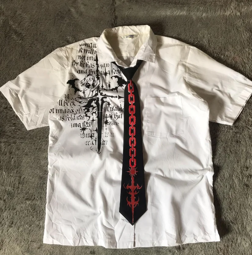 Новая летняя рубашка поло с готическим принтом y2k, мужская модная ретро повседневная уличная свободная футболка с короткими рукавами в стиле Харадзюку для пары