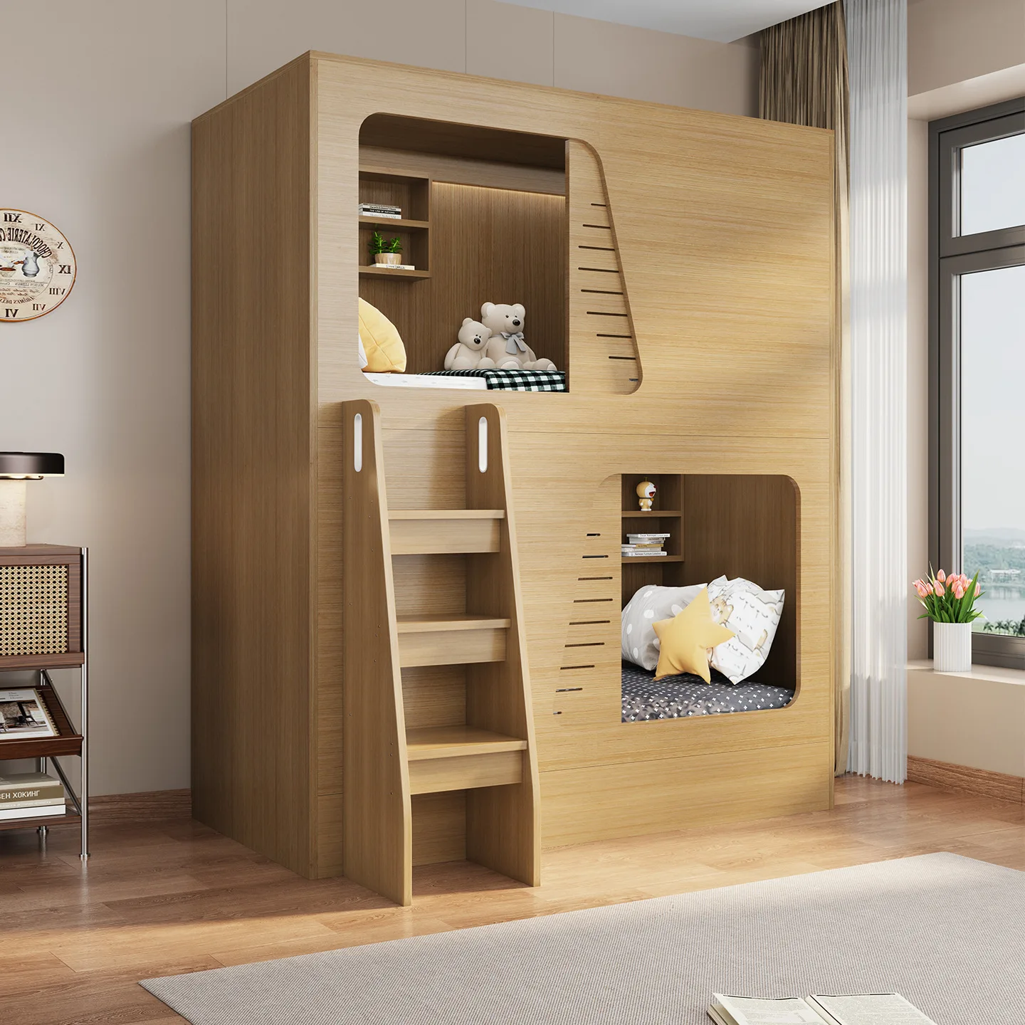 Upper and lower bunk beds Solid wood thickened staff dormitory High and low beds