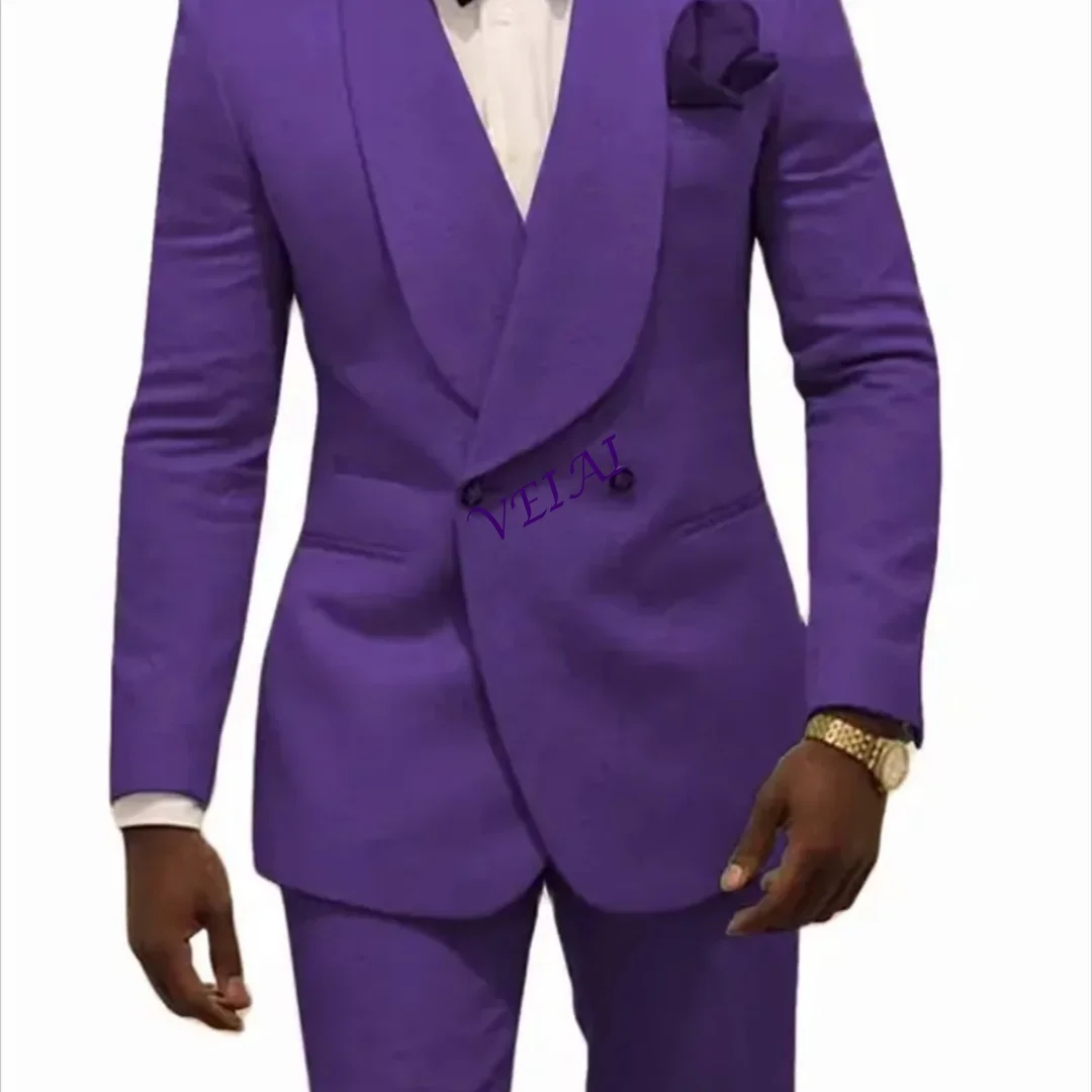 

Customized2PCS Groomsmen Suits - White Pattern Tuxedo Set for Wedding (Jacket+Pants) | Shawl Lapel Groom Attire | Custom Men's S