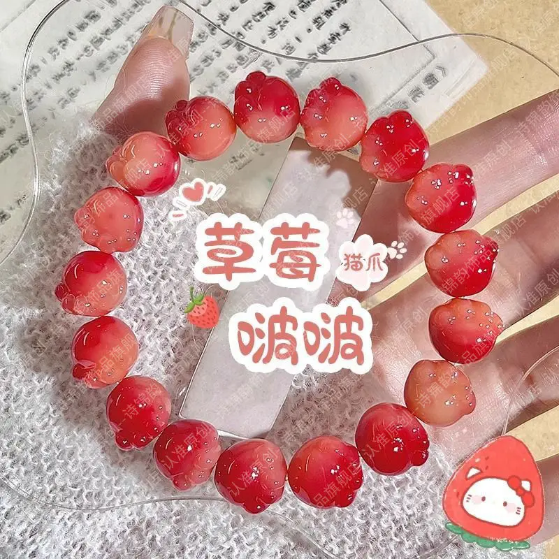 Cherry Red Bodhi Handstring Women's Plate Play Beaded Carved Cat Claw Handstring Red Bracelet Cute Zen Seiko Collection Pray