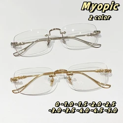 Frameless Trend Myopia Glasses Ultra-light Small Square Cut Edge Anti-blue Light Near Sight Glasses Ultra Light Unisex Glasses
