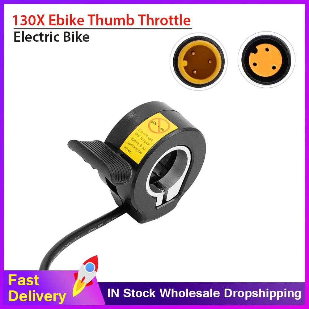 130X Electric bike Thumb Throttle Accelerator for EBike 12V-72V Throttles 3 Pin Waterproof Speed Control Finger Throttle Grip