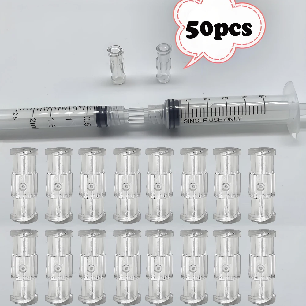 50pcs Luer Thread Connector Pp Material Transparent Syringe Double-Way Connector Easy Use In Sterile Environment Drug Guid