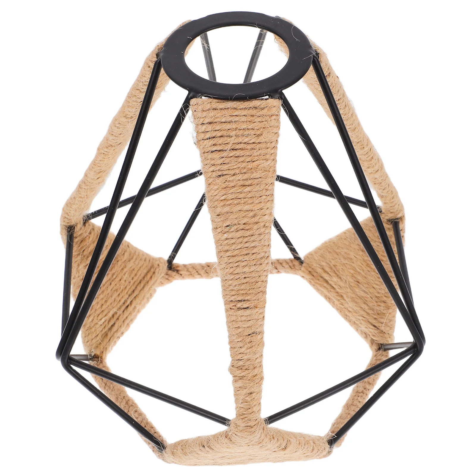 

Rustic Rope Wrapped Metal Cage Lampshade Diamond Shape Pendant Light Cover for Dining Room Ceiling Wall Lantern Lamp Shade