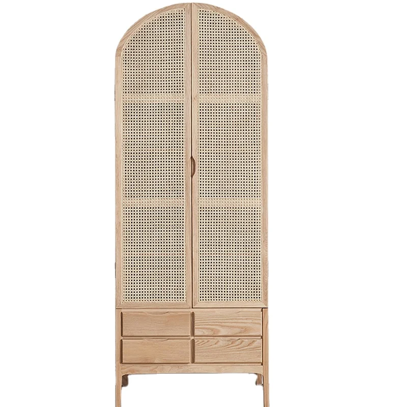 

Nordic 2 Door Rattan Cane Wooden Tall Display Cabinet