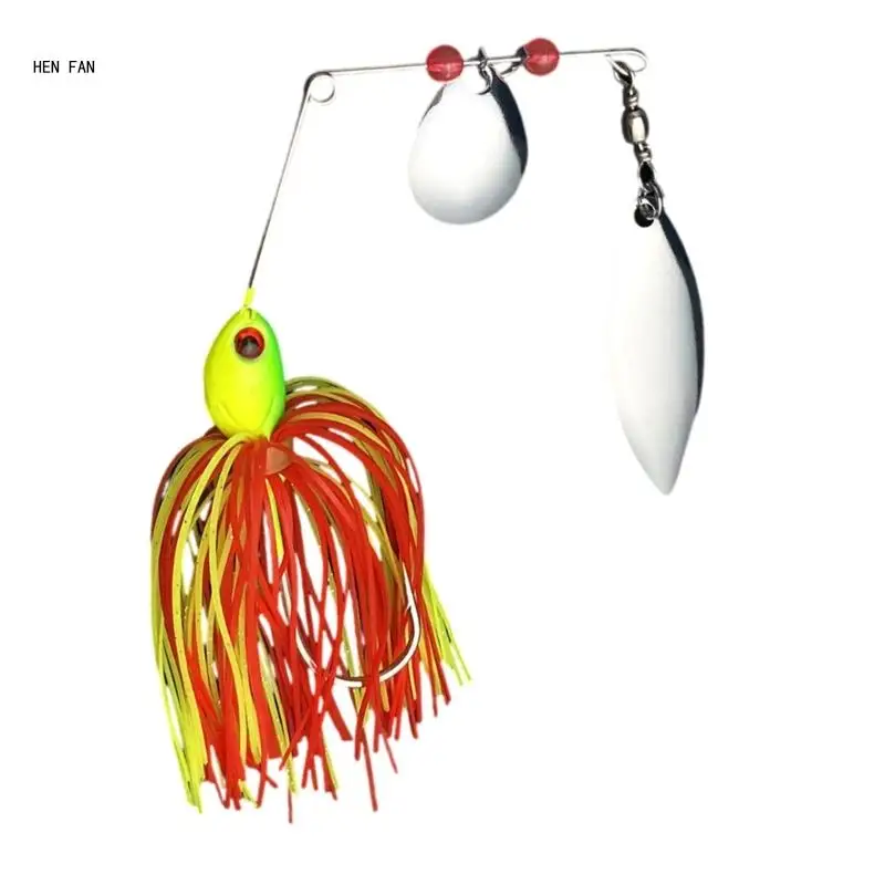 Double Willows Silicone Skirt Spinner Lures Baits Artificial Fishing Baits Swim Jigs Baits for Freshwater Saltwater M89D