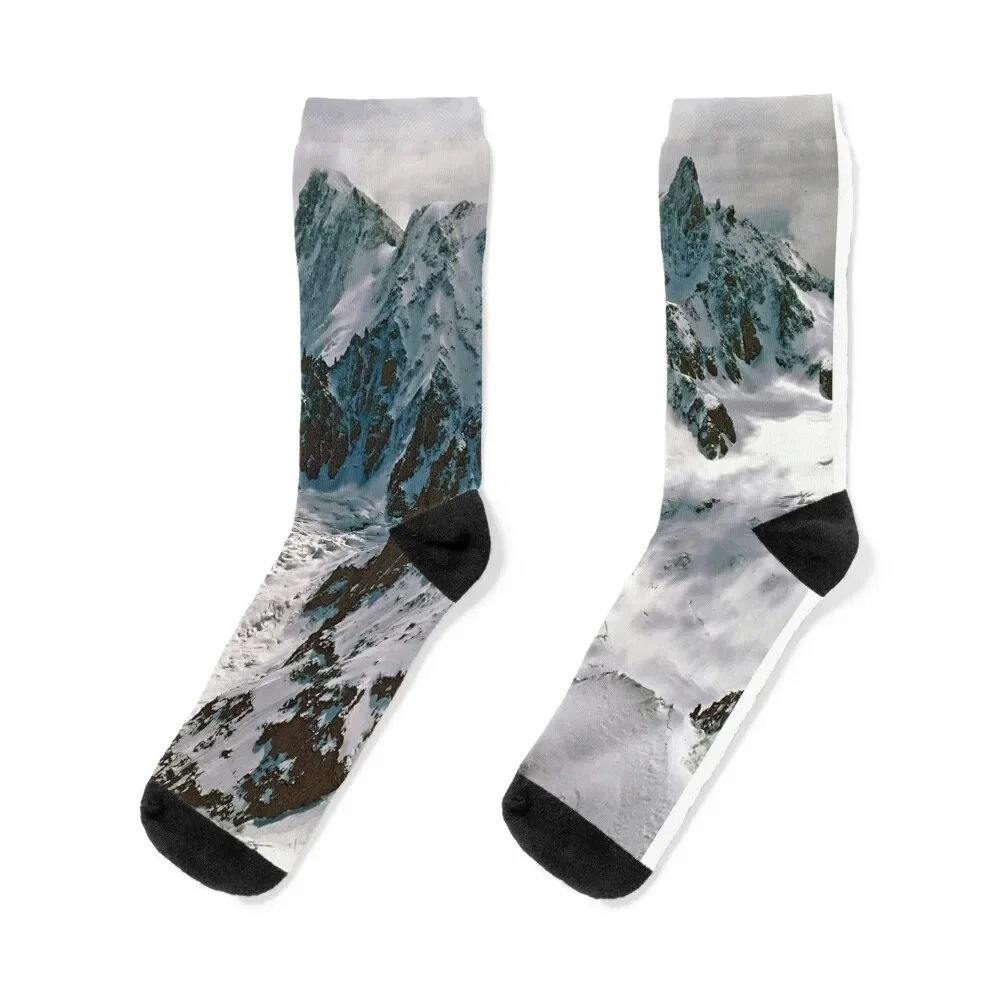 Chamonix Aiguille du Midi Mont Blanc Massif French Alps France Socks moving stockings Crossfit Girl'S Socks Men's