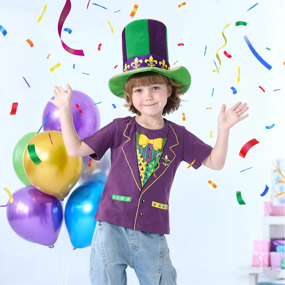 Toddler Boys Mardi Gras Hat for Kids Carnival  Cap Funny Girl Clown Hats Cosplay Props Birthday Party Accessories Festival 1-5T