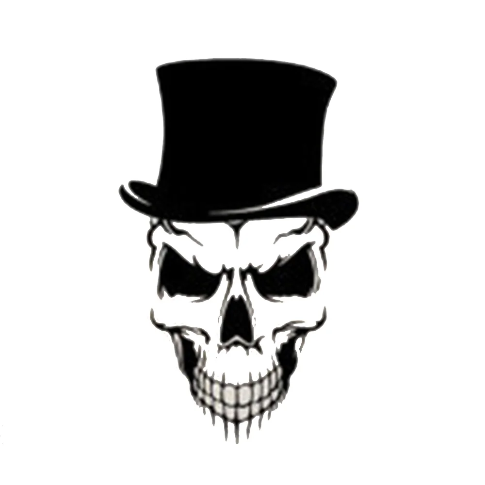 Happy Halloween Skull with Top Hat Cool Living Room Vinyl Carving Wall Decal Sticker for Holiday party Home Window Decoration